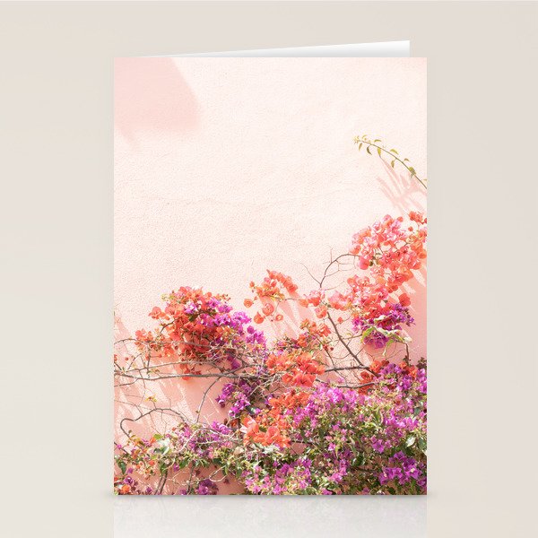 Bougainvillea Flowers in Color | Pink Wall in Cascais Art Print | Floral Travel Photography in Portugal Stationery Card Gallery Image 1