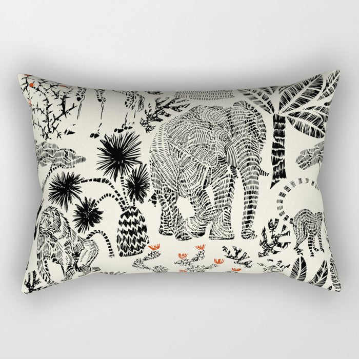 Wildlife Safari black ´n white Rectangular Pillow Gallery Image 2