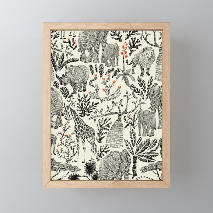 Wildlife Safari black ´n white Mini Art Print Gallery Image 1