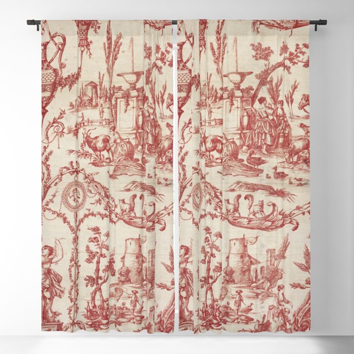 Antique 1900 Neoclassical Romantic Pastoral Toile de Jouy Window Curtain Gallery Image 5