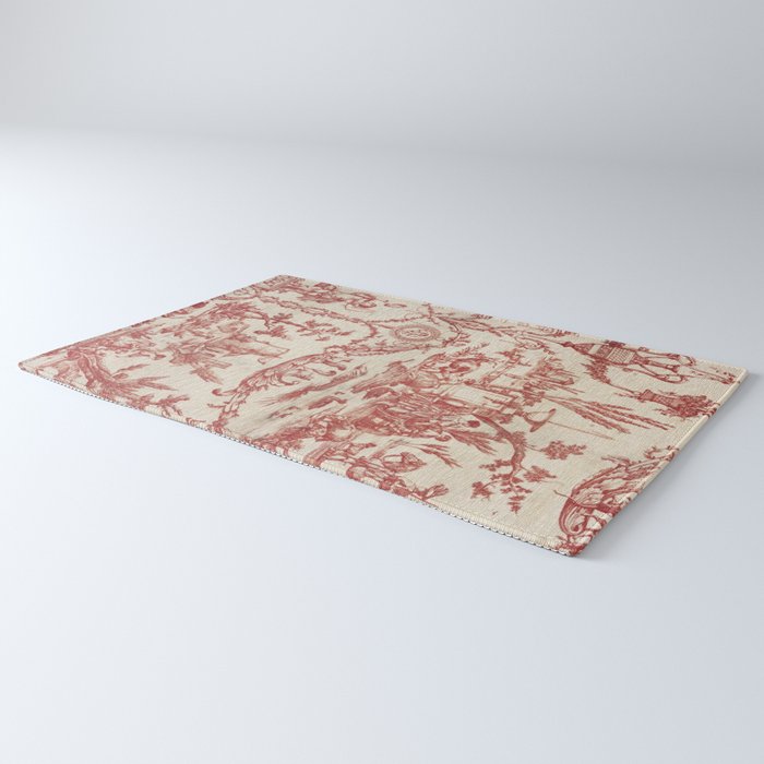 Antique 1900 Neoclassical Romantic Pastoral Toile de Jouy Rug Gallery Image 3