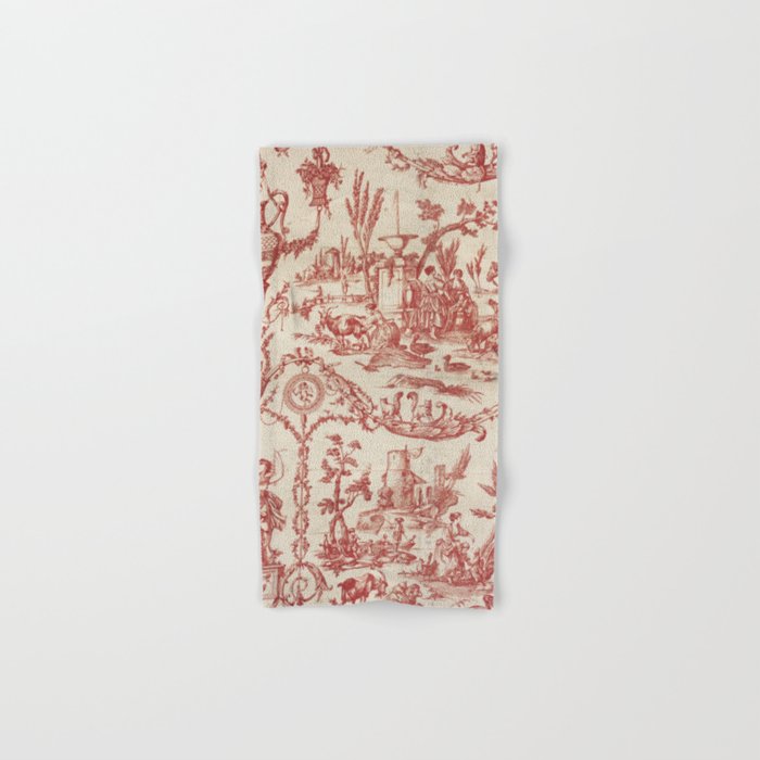 Antique 1900 Neoclassical Romantic Pastoral Toile de Jouy Bath Towel Gallery Image 1