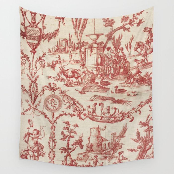 Antique 1900 Neoclassical Romantic Pastoral Toile de Jouy Wall Tapestry Gallery Image 4