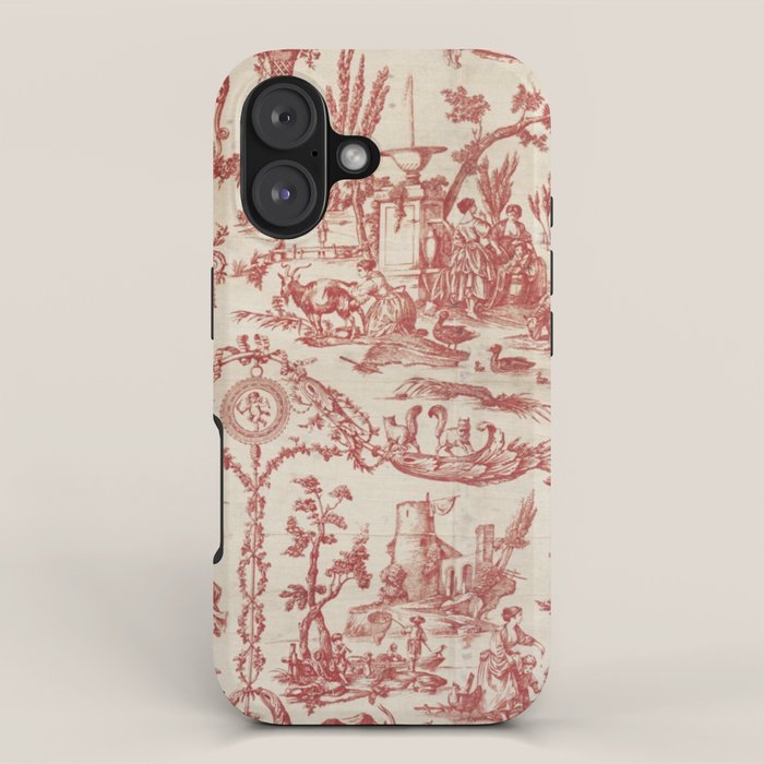 Antique 1900 Neoclassical Romantic Pastoral Toile de Jouy iPhone Case Gallery Image 1