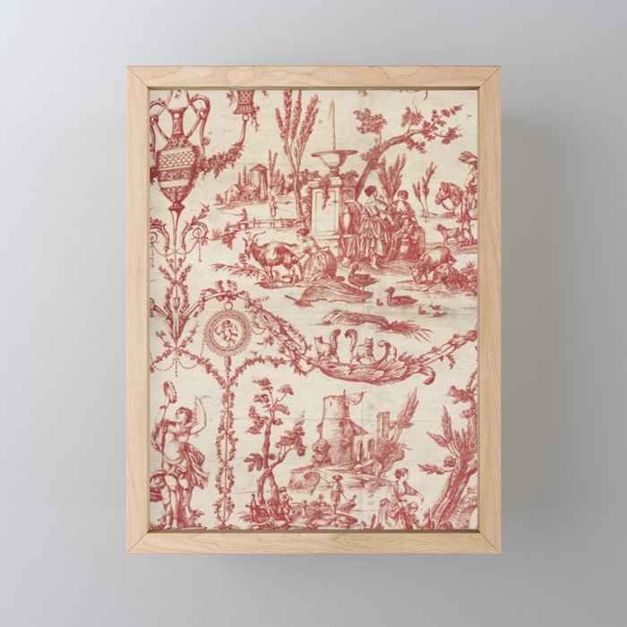 Antique 1900 Neoclassical Romantic Pastoral Toile de Jouy Mini Art Print Gallery Image 1