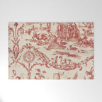 Antique 1900 Neoclassical Romantic Pastoral Toile de Jouy Welcome Mat Gallery Image 1