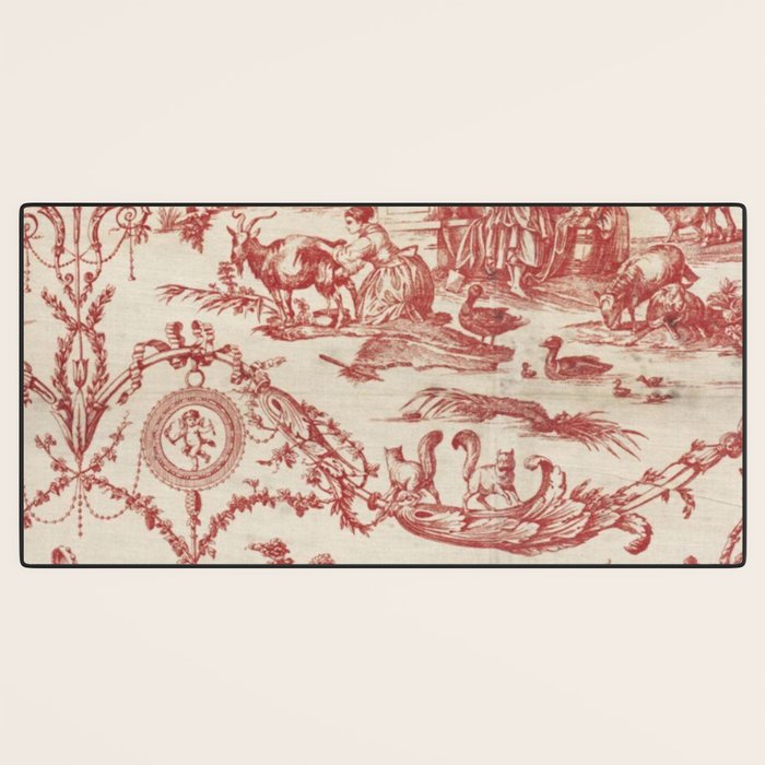 Antique 1900 Neoclassical Romantic Pastoral Toile de Jouy Desk Mat Gallery Image 3