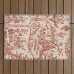 Antique 1900 Neoclassical Romantic Pastoral Toile de Jouy Outdoor Rug Gallery Image 1