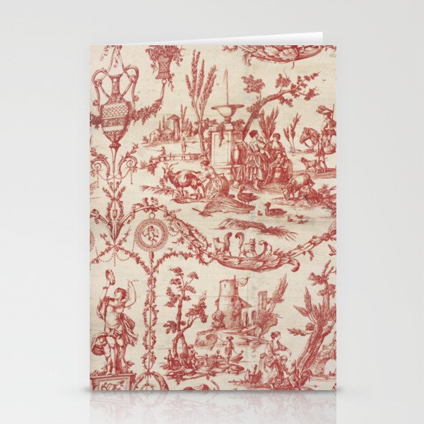 Antique 1900 Neoclassical Romantic Pastoral Toile de Jouy Stationery Card Gallery Image 1