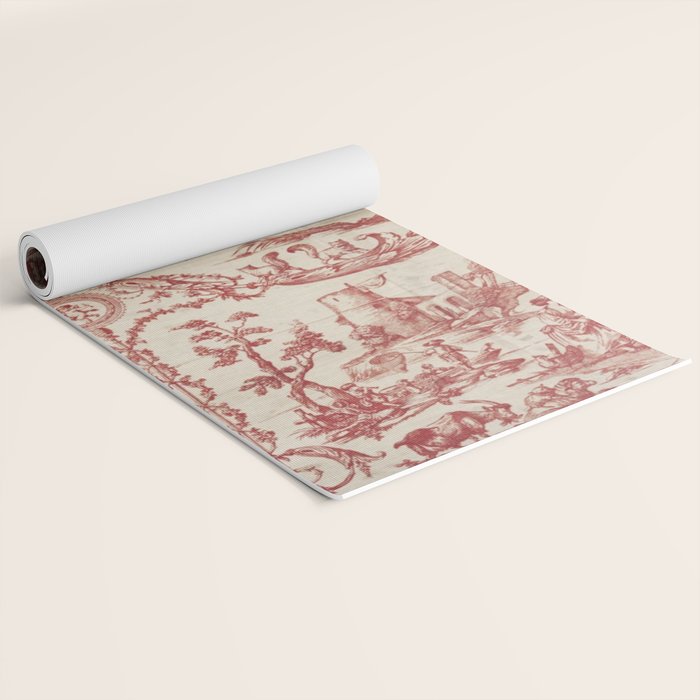 Antique 1900 Neoclassical Romantic Pastoral Toile de Jouy Yoga Mat Gallery Image 2