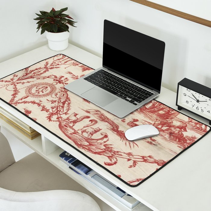 Antique 1900 Neoclassical Romantic Pastoral Toile de Jouy Desk Mat Gallery Image 2