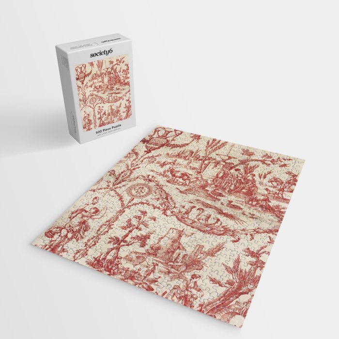 Antique 1900 Neoclassical Romantic Pastoral Toile de Jouy Jigsaw Puzzle Gallery Image 2