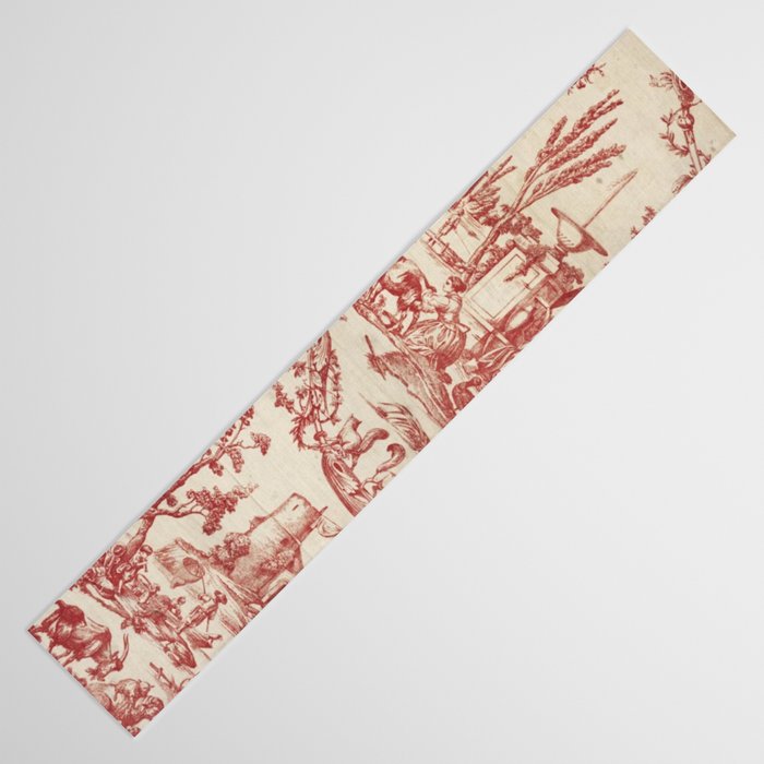 Antique 1900 Neoclassical Romantic Pastoral Toile de Jouy Table Runner Gallery Image 3