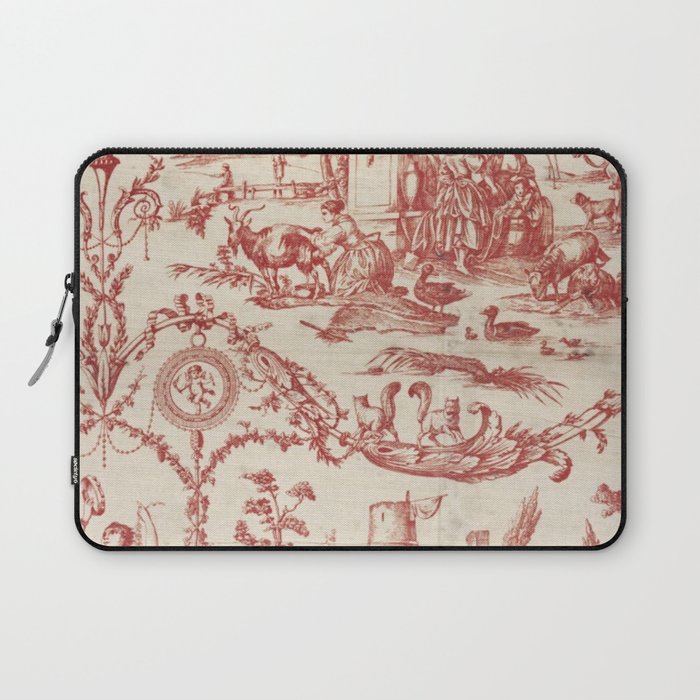 Antique 1900 Neoclassical Romantic Pastoral Toile de Jouy Laptop Sleeve Gallery Image 1