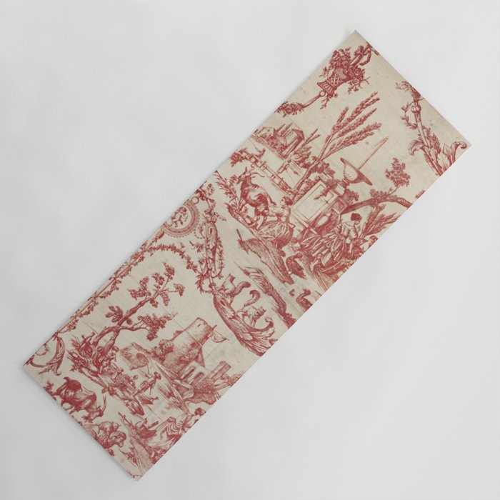 Antique 1900 Neoclassical Romantic Pastoral Toile de Jouy Yoga Mat Gallery Image 1