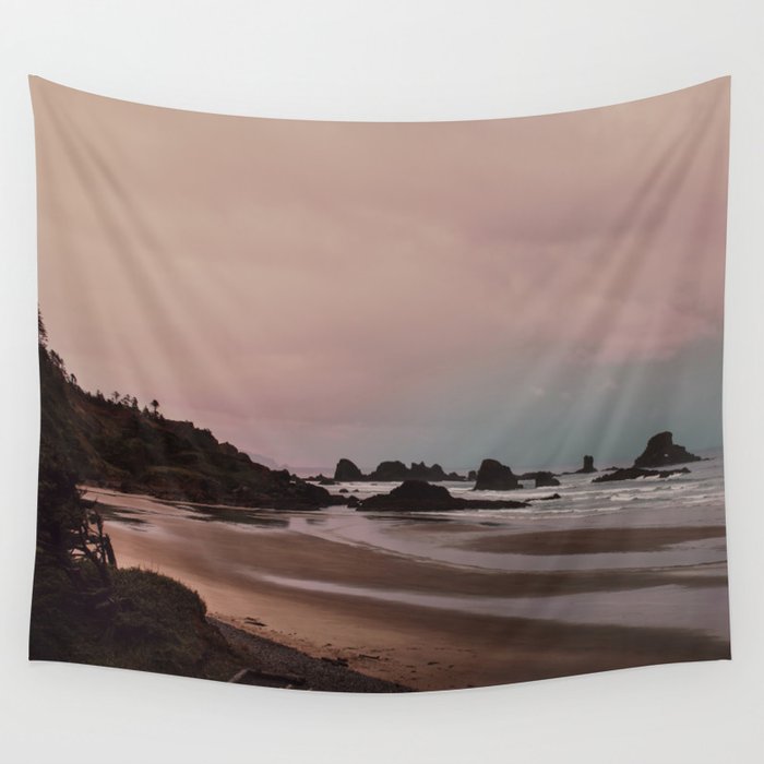 Oregon Sunset - Coastal Nature, Landscape Photography Wall Tapestry Gallery Image 4