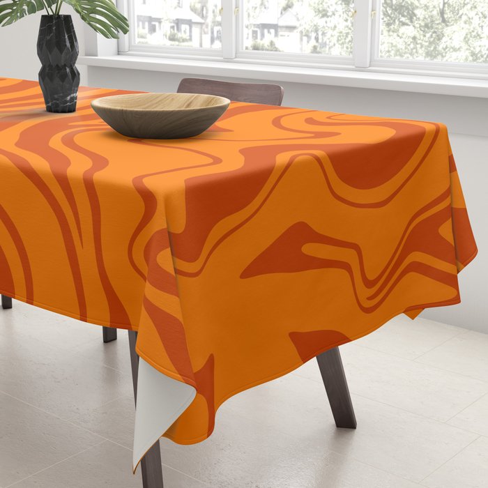 Retro Liquid Swirl, Melting Orange Tiger Tablecloth Gallery Image 3