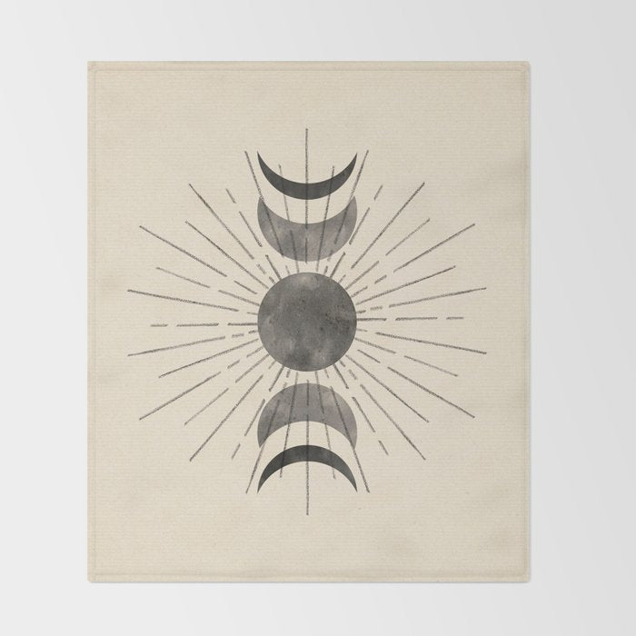 Boho sun and moon Throw Blanket Gallery Image 2