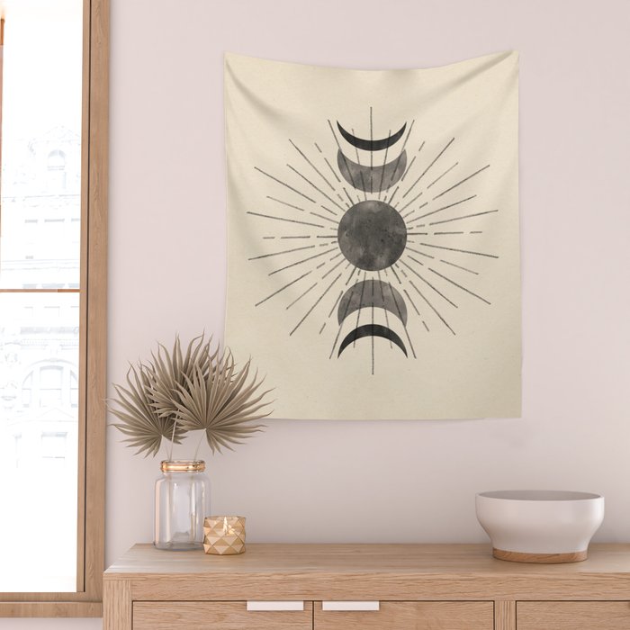 Boho sun and moon Wall Tapestry Gallery Image 2