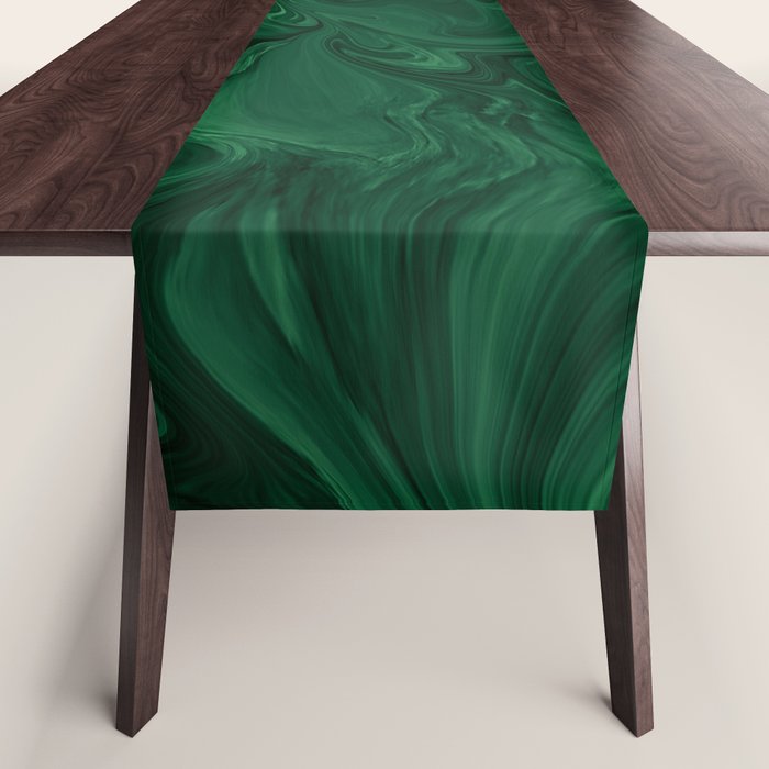 Modern Cotemporary Emerald Green Abstract Table Runner Gallery Image 1