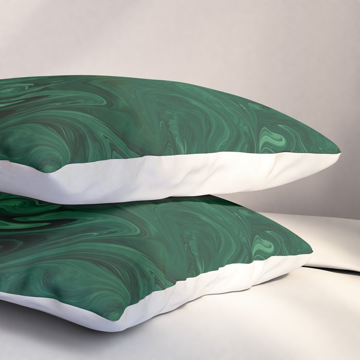 Modern Cotemporary Emerald Green Abstract Pillow Sham Gallery Image 3