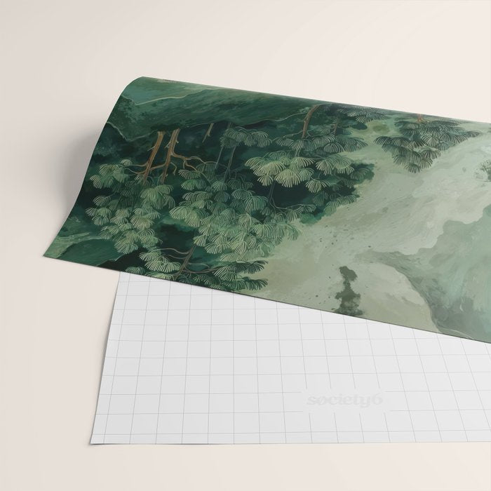Japanese Wall Art Maximalist Forest Fox Print Japandi Art Sage Green Botanical Wabi Sabi Painting Wrapping Paper Gallery Image 2
