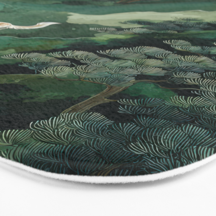 Japanese Wall Art Maximalist Forest Fox Print Japandi Art Sage Green Botanical Wabi Sabi Painting Bath Mat Gallery Image 3