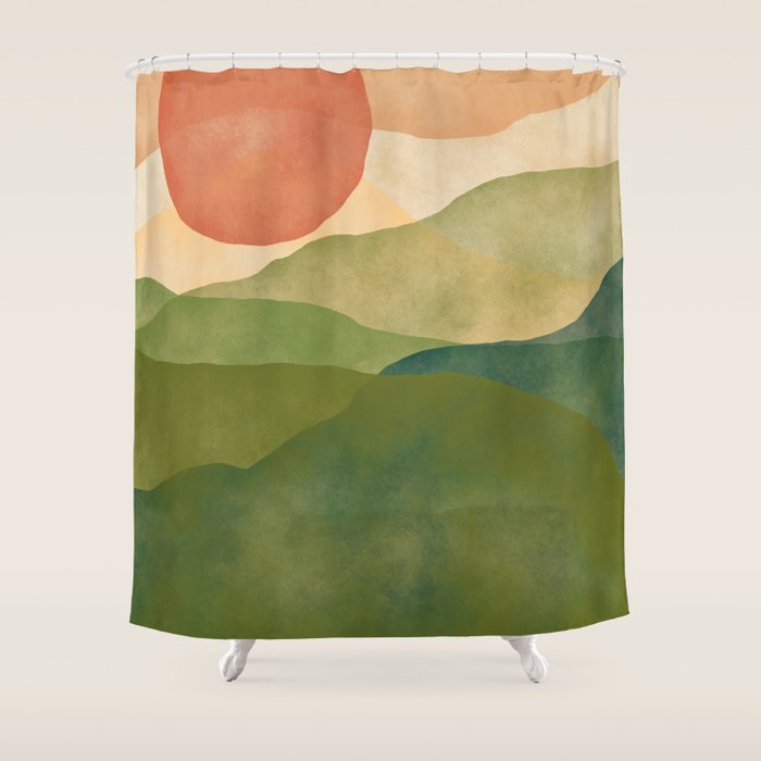 Abstract Art Print - Watercolor Mountain #1 Shower Curtain Gallery Image 1