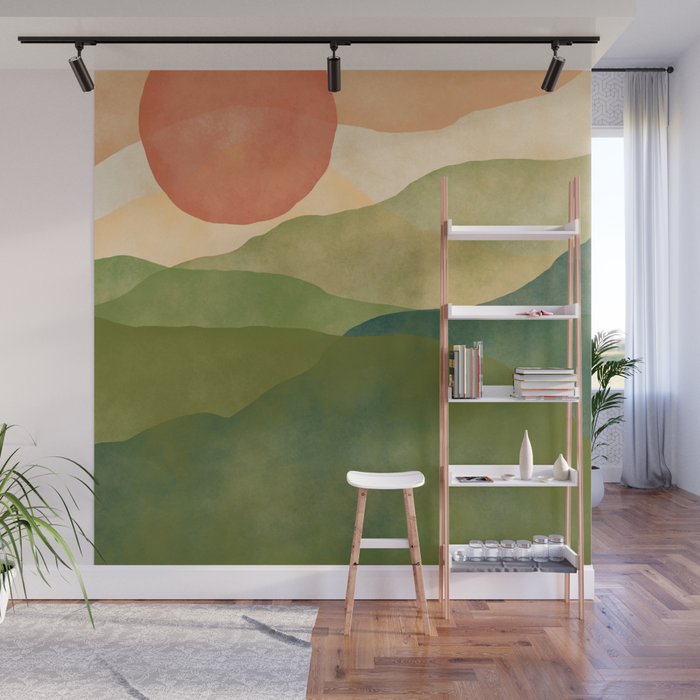 Abstract Art Print - Watercolor Mountain #1 Wall Mural Gallery Image 1