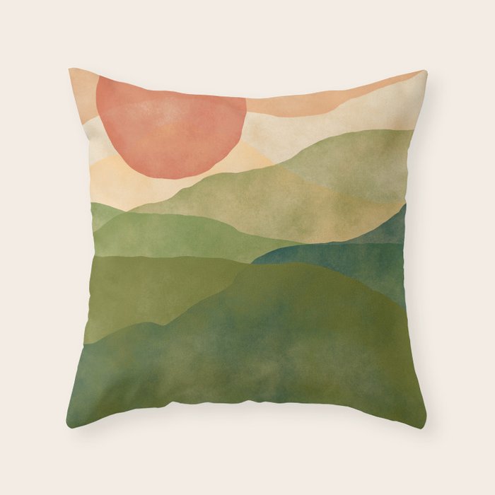 Abstract Art Print - Watercolor Mountain #1 Throw Pillow Gallery Image 1