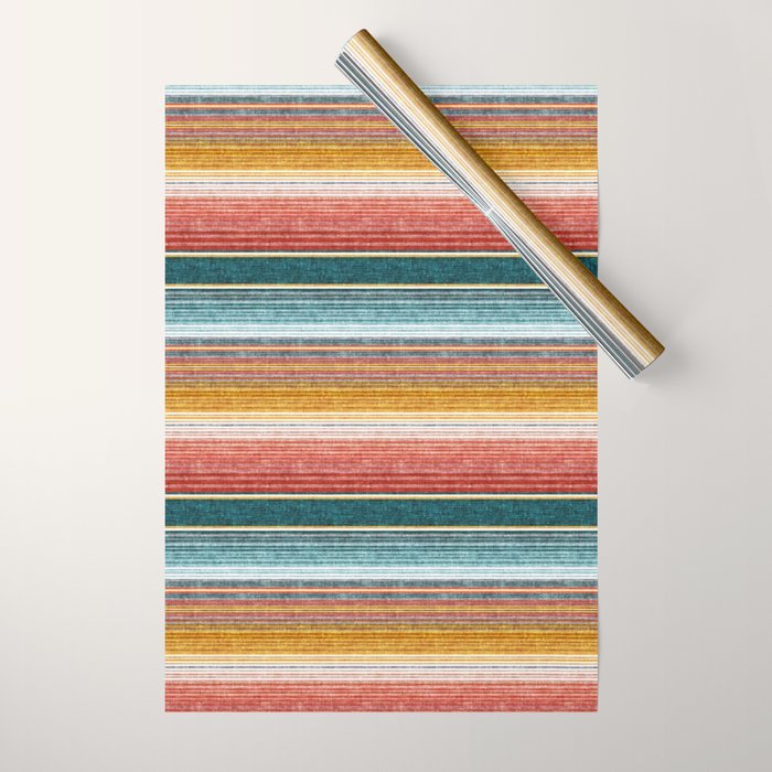 serape southwest stripe - orange & teal Wrapping Paper Gallery Image 1