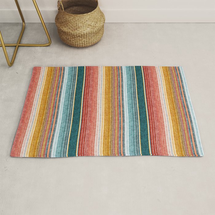 serape southwest stripe - orange & teal Rug Gallery Image 1