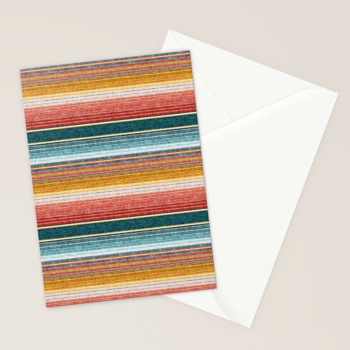 serape southwest stripe - orange & teal Stationery Card Gallery Image 2