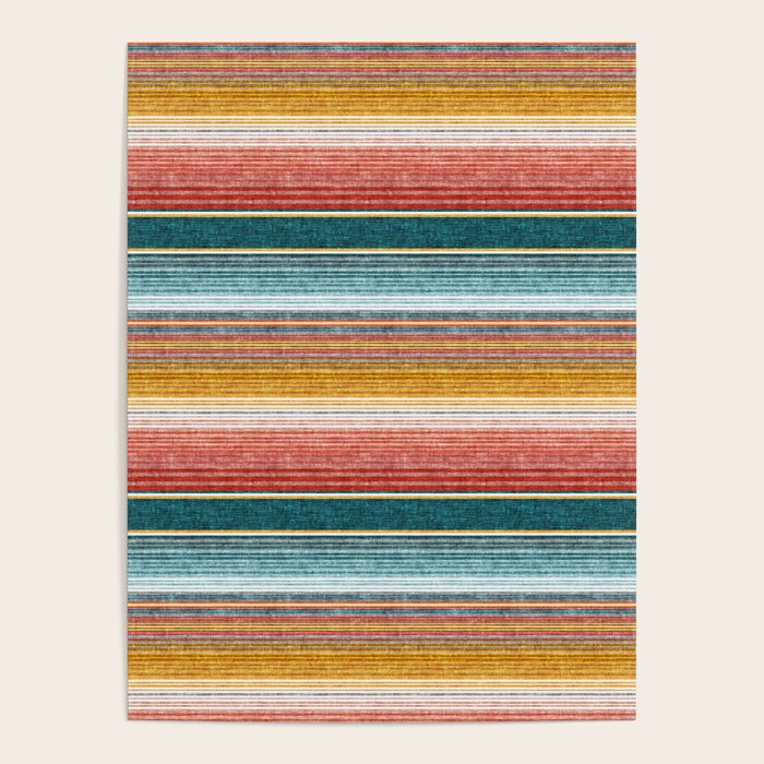 serape southwest stripe - orange & teal Poster Gallery Image 4