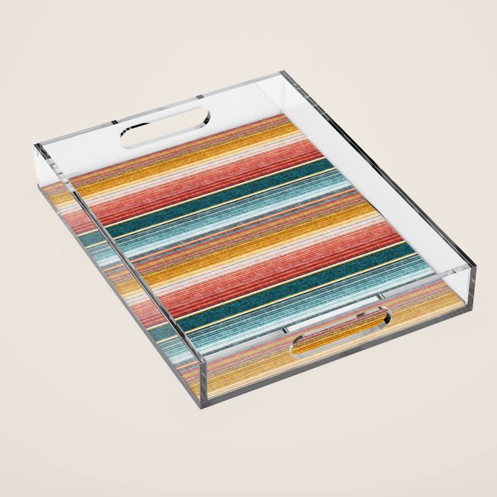 serape southwest stripe - orange & teal Acrylic Tray Gallery Image 1