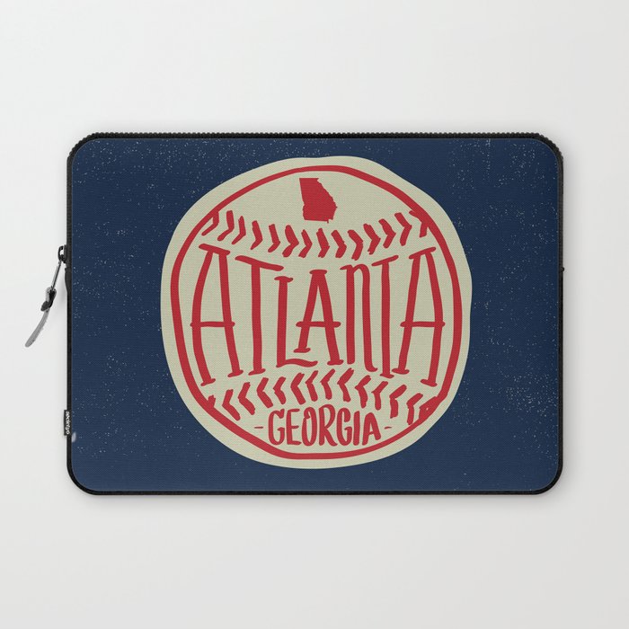 Atlanta Georgia Baseball - Hand Drawn, Script Typography Laptop Sleeve Gallery Image 1