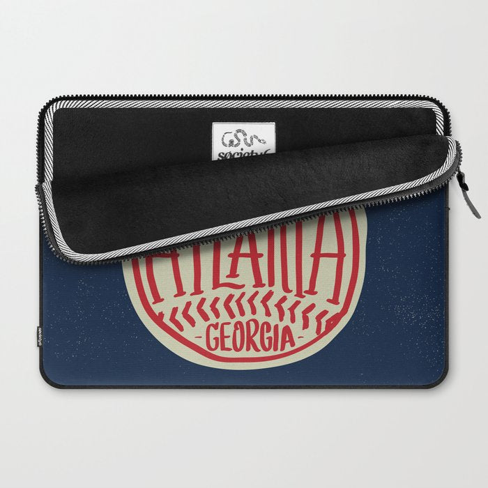 Atlanta Georgia Baseball - Hand Drawn, Script Typography Laptop Sleeve Gallery Image 2