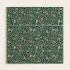 William Morris Bird and Pomegranate Blue Sage Wood Wall Art Gallery Image 1