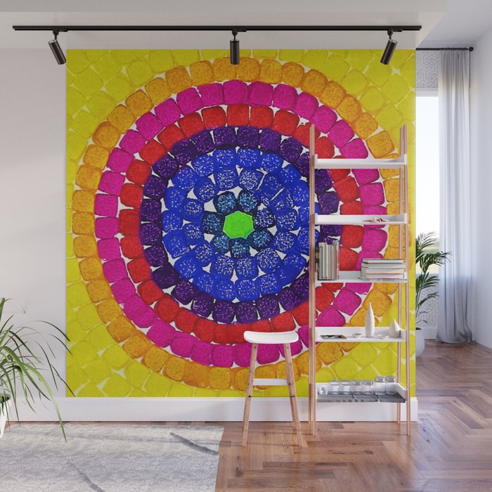 'Sunrise Over Harlem,' portrait painting in the style of Alma Thomas Wall Mural Gallery Image 1