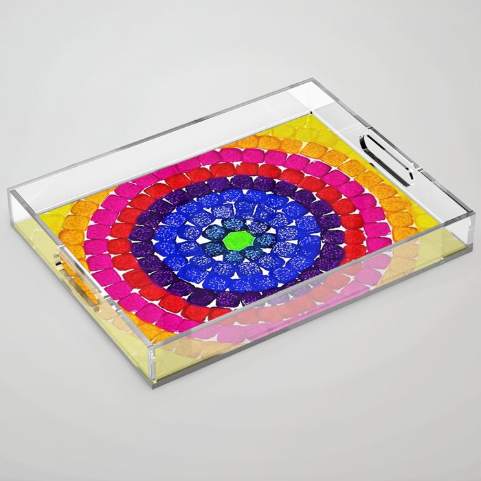'Sunrise Over Harlem,' portrait painting in the style of Alma Thomas Acrylic Tray Gallery Image 1