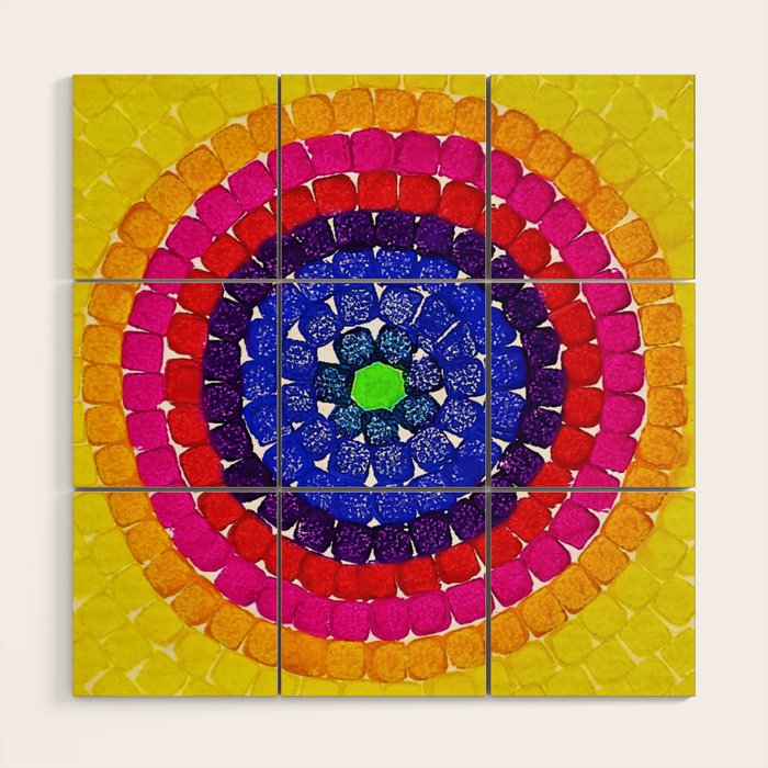 'Sunrise Over Harlem,' portrait painting in the style of Alma Thomas Wood Wall Art Gallery Image 1
