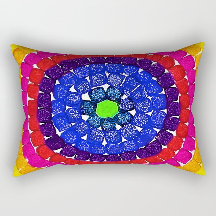 'Sunrise Over Harlem,' portrait painting in the style of Alma Thomas Rectangular Pillow Gallery Image 1