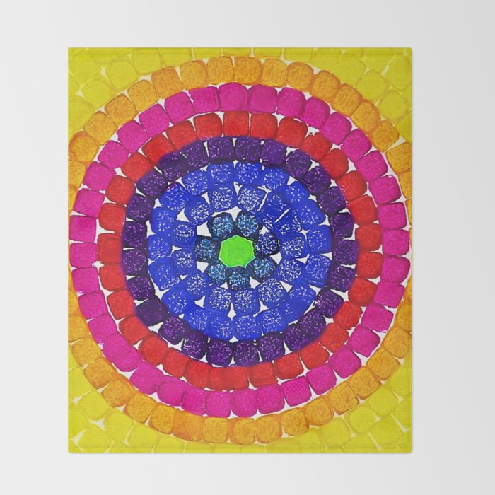 'Sunrise Over Harlem,' portrait painting in the style of Alma Thomas Throw Blanket Gallery Image 2