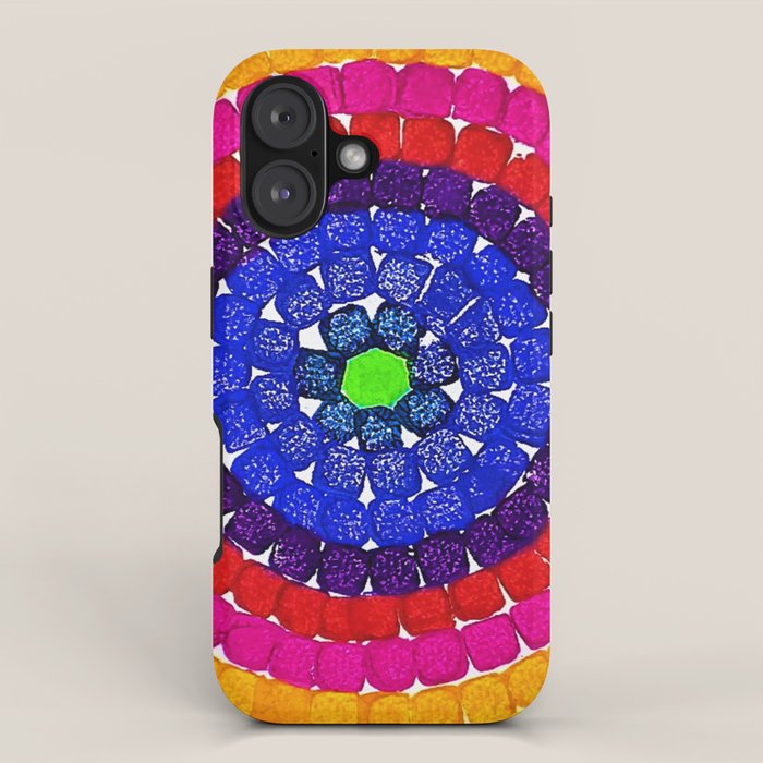 'Sunrise Over Harlem,' portrait painting in the style of Alma Thomas iPhone Case Gallery Image 1