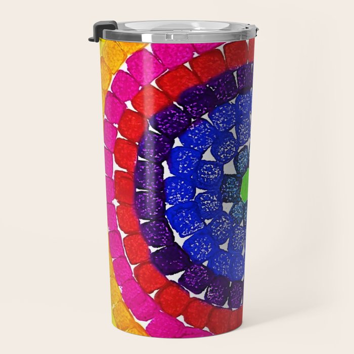 'Sunrise Over Harlem,' portrait painting in the style of Alma Thomas Travel Mug Gallery Image 3