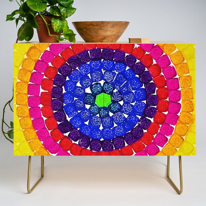 'Sunrise Over Harlem,' portrait painting in the style of Alma Thomas Credenza Gallery Image 1