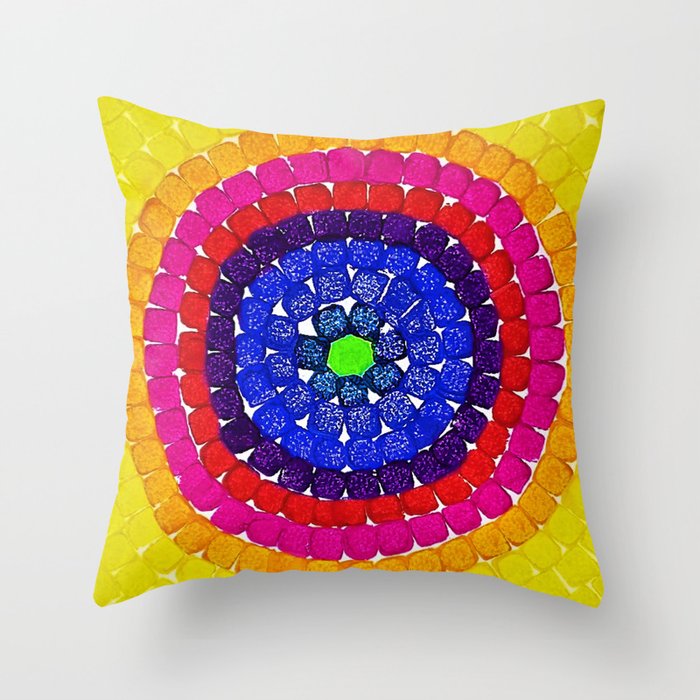 'Sunrise Over Harlem,' portrait painting in the style of Alma Thomas Throw Pillow Gallery Image 6