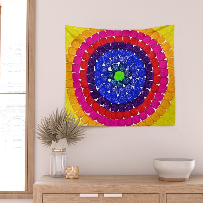 'Sunrise Over Harlem,' portrait painting in the style of Alma Thomas Wall Tapestry Gallery Image 2