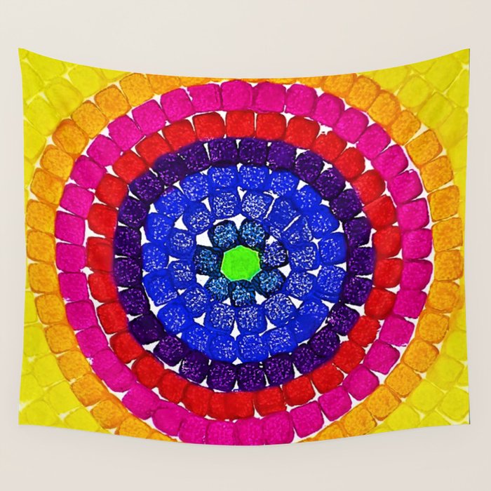 'Sunrise Over Harlem,' portrait painting in the style of Alma Thomas Wall Tapestry Gallery Image 4