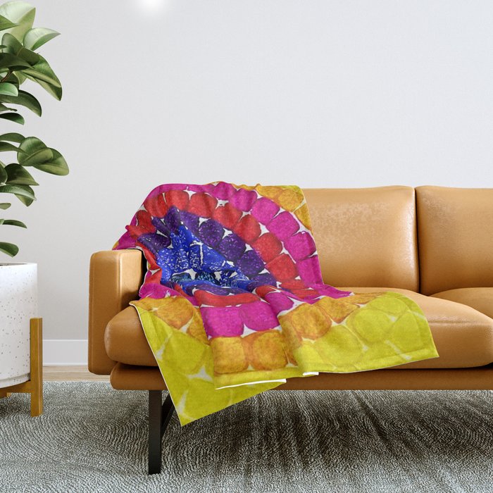 'Sunrise Over Harlem,' portrait painting in the style of Alma Thomas Throw Blanket Gallery Image 1